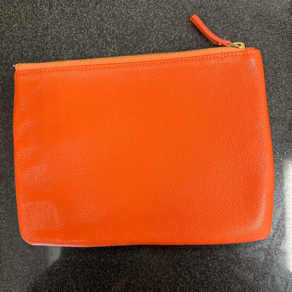 Vibrant Orange Leather Clutch
